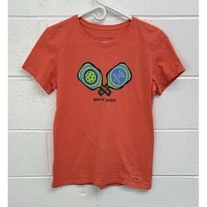 Life is Good Keep it Simple Pickleball Tee Women's Medium Crusher Lite